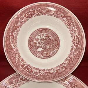 Royal China Willow Ware 6” Soup/Dessert/salad Bowls Pink/Red Vintage Fine!